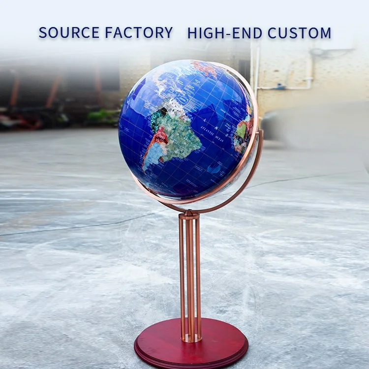 Seeball 62 cm Four-column vertical universal red bronze chrome retro globe for Science Education and Decorative Craft Gifts