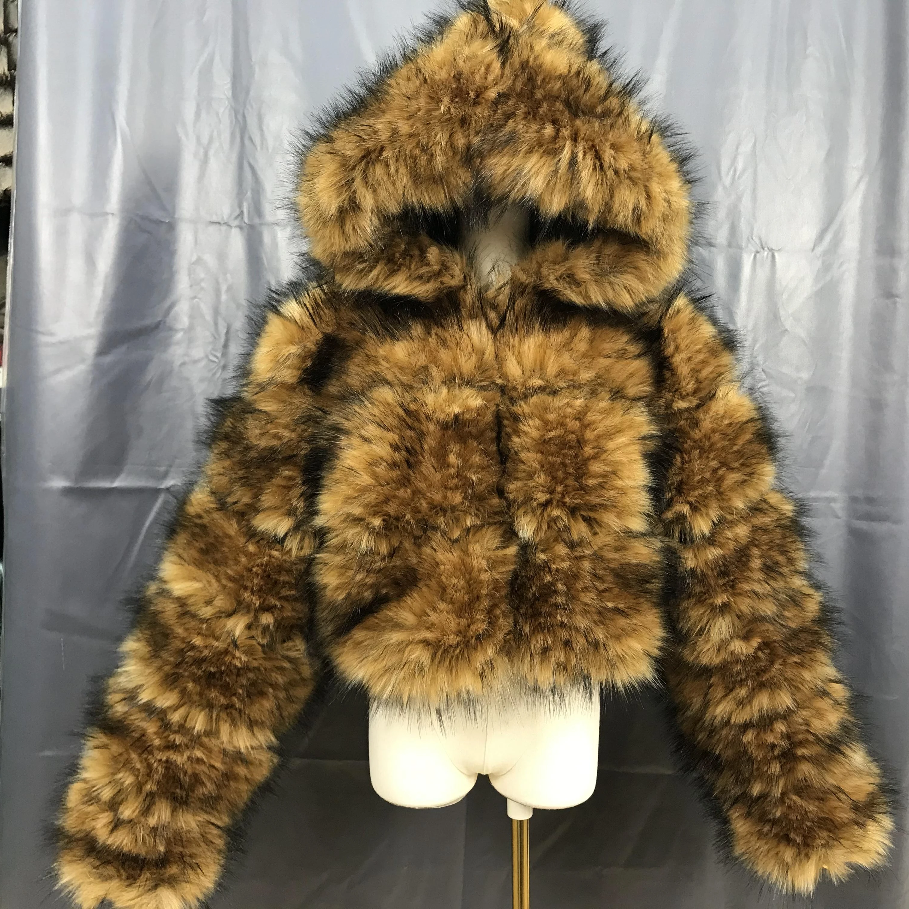 4XL Оптовая продажа на заказ зимнее пальто из меха лисы коричневое Женское пальто большого размера из искусственного меха женское меховое пальто с капюшоном на молнии