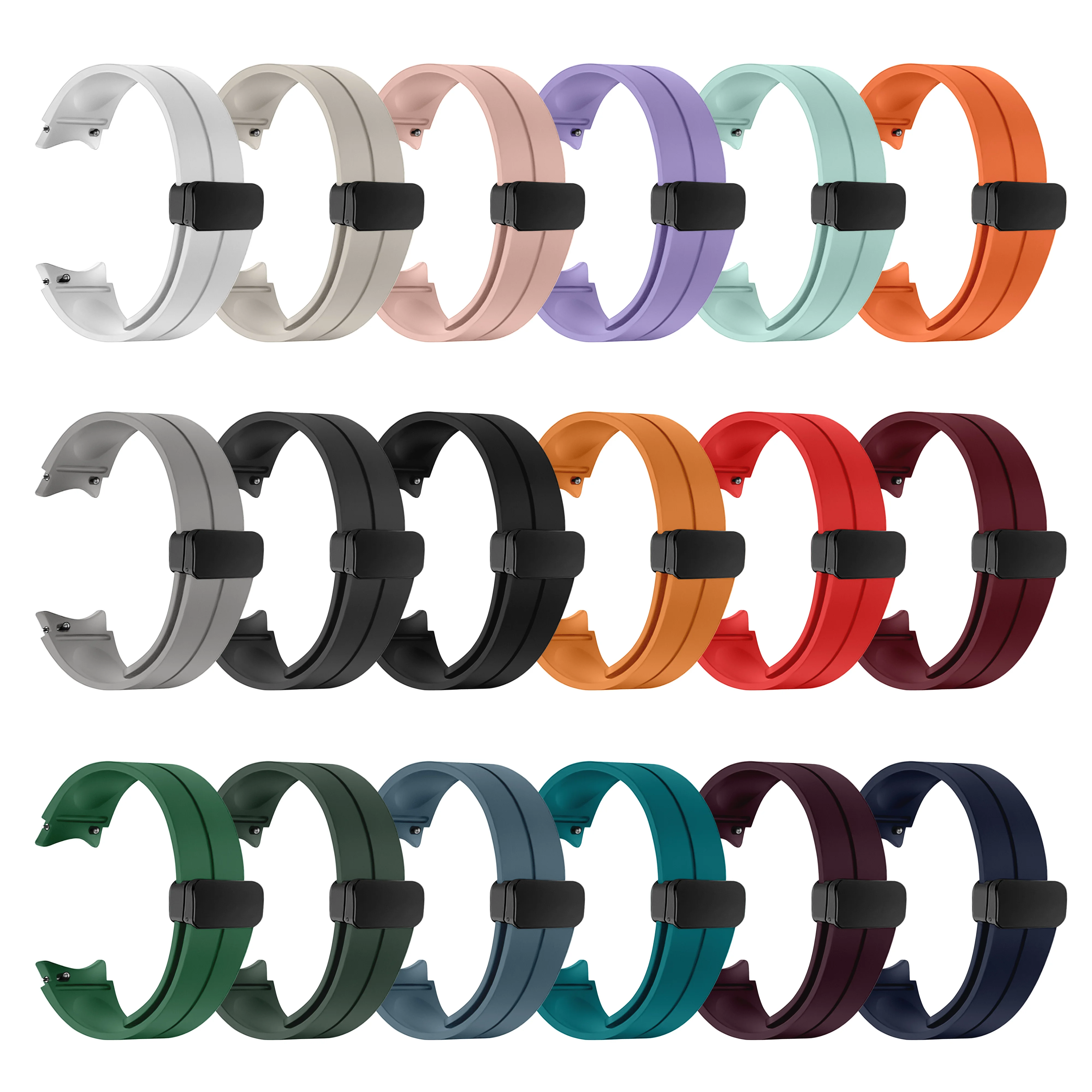 RYB Silicone Magnetic Bands for Samsung Galaxy Watch 7/6 40mm 44mm ,Quick Release Silicone Watch Band