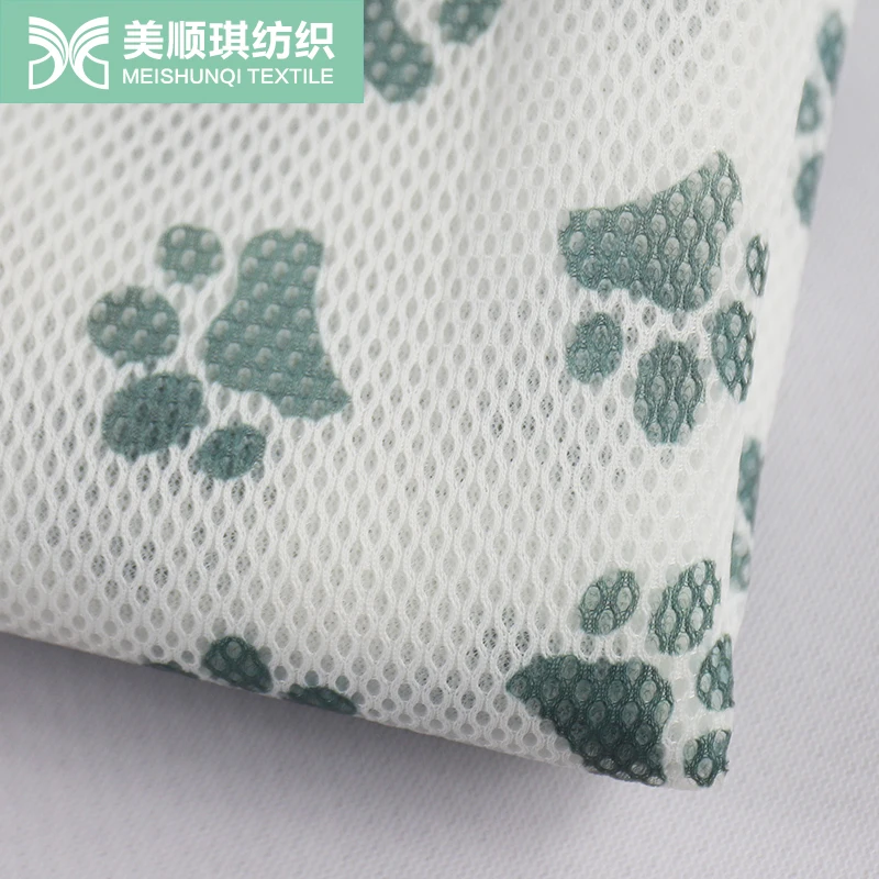 Cute cat paw print mesh fabric for laundry bag sprinted sandwich mesh  spacer fabric