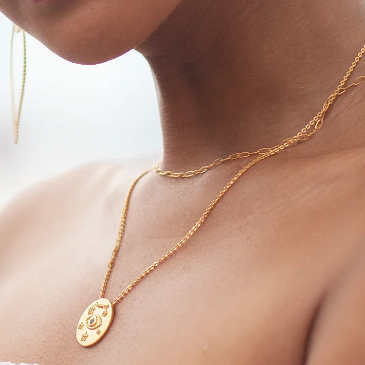 Vintage diamond star gold plated s925 sterling silver necklace moon and star diamond necklaces