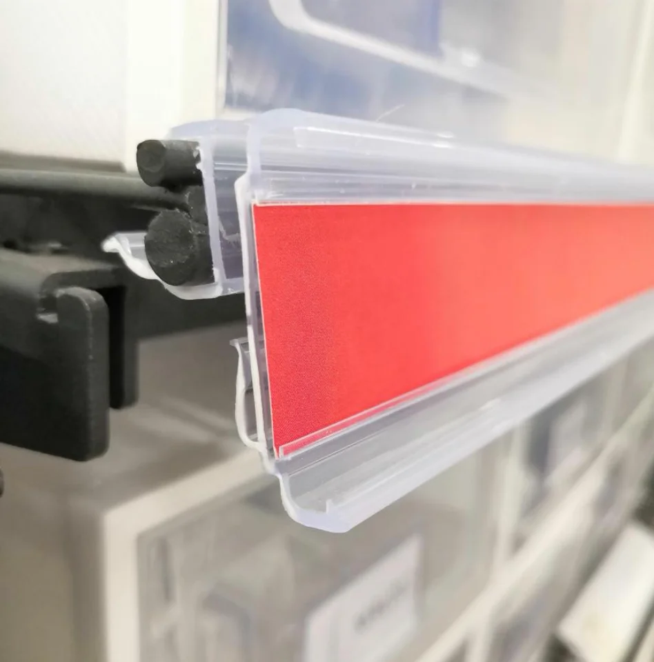 Supermarket esl rail pvc plastic data strip e paper digital  talker display 14.5mm H Double wire shelf electronic label Holder