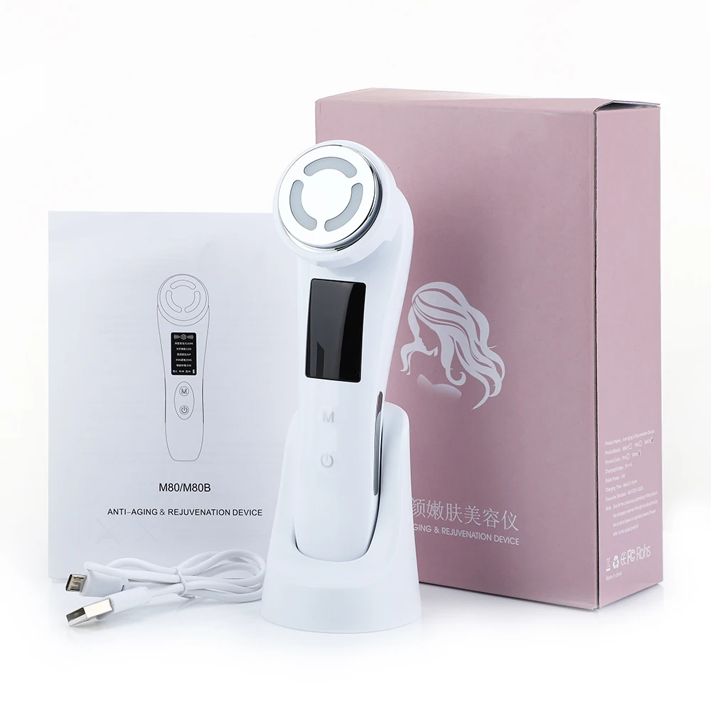 
5 in 1 Facial Mesotherapy Massager Radiofrequency Face Apparatus Radio Frequency EMS Skin Tightening Lifting Device LED Care 
