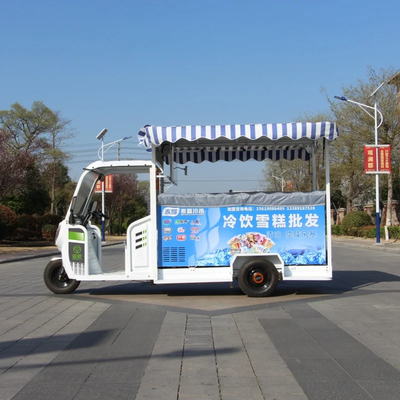 China Manufacturer Mobile Food Trailer Refrigerator Ice Cream Truck Electric Tricycle