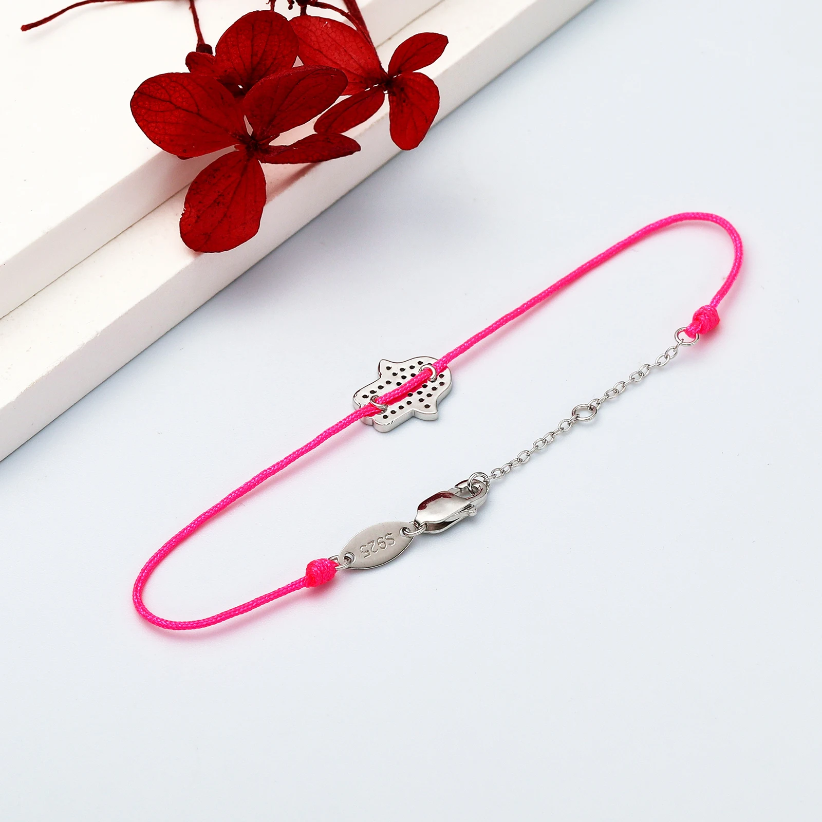 Custom 925 Sterling Silver Jewellery Half Chain Half Red Strings Thread 18k Gold Plated Eye of Evil Bracelets