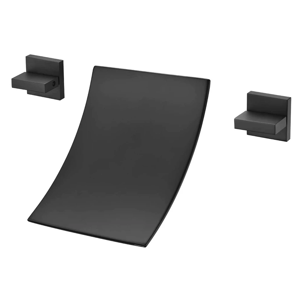 Unique Gold Brushed Faucet Series Wall Mounted 2 Hole Single Handle Waterfall Spout Hot Cold Water Basin Mixer Tap