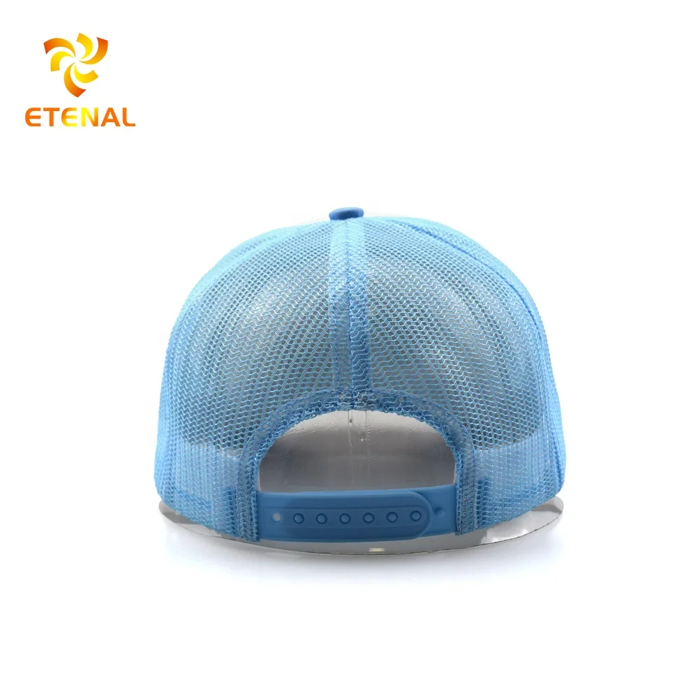 OEM ODM Hat Factory Wholesale Custom Embroidered Logo Mesh Cap Blue White Two Tones Foam Trucker Hats