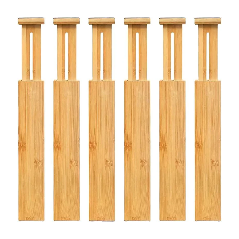 Wholesale Adjustable bamboo drawer dividers organizer retractable expandable bamboo drawer dividers
