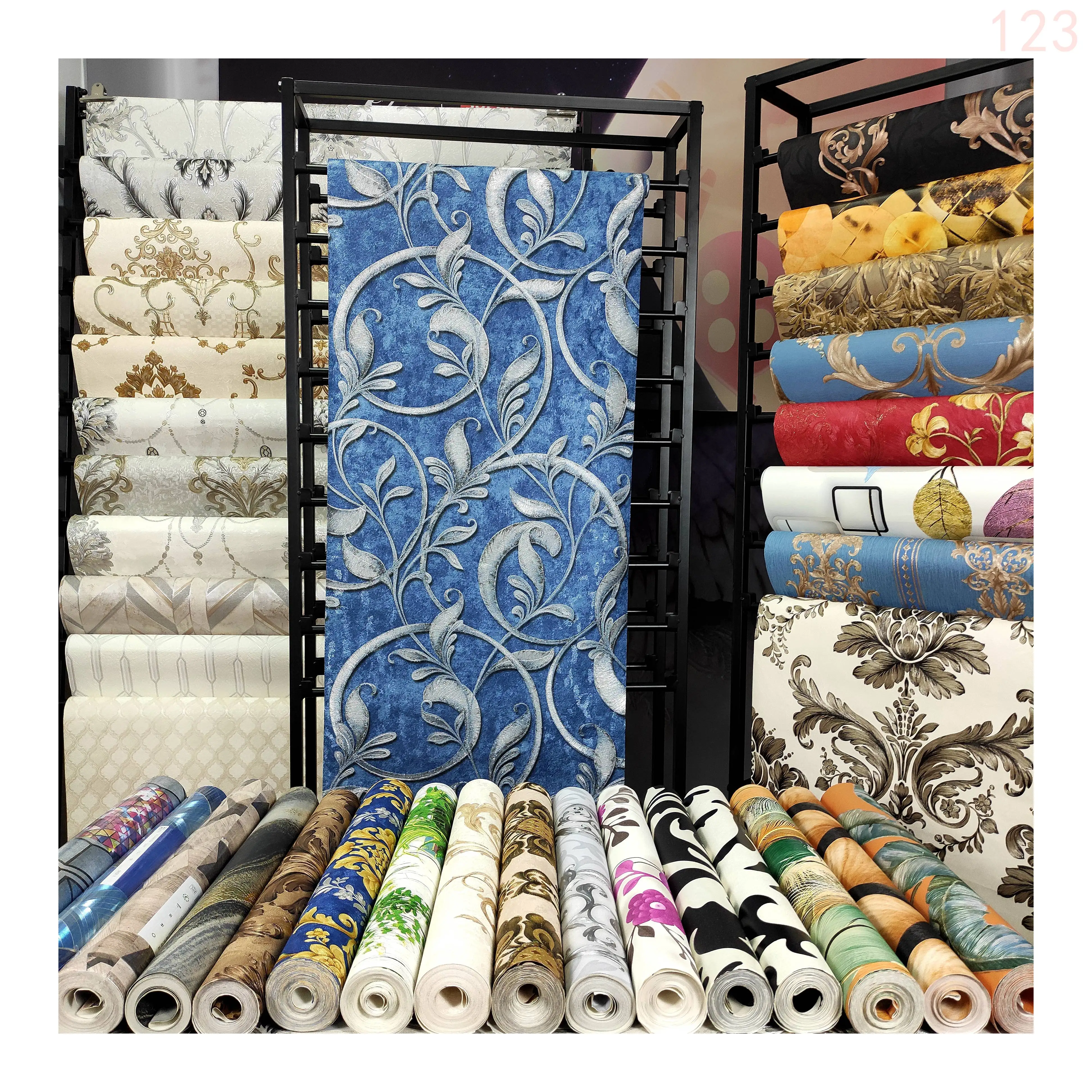 China Factory price Colorful Wall Paper Rolls pvc Wallpaper, Hot Sale Rich Color Wallpaper 3D Home Decoration