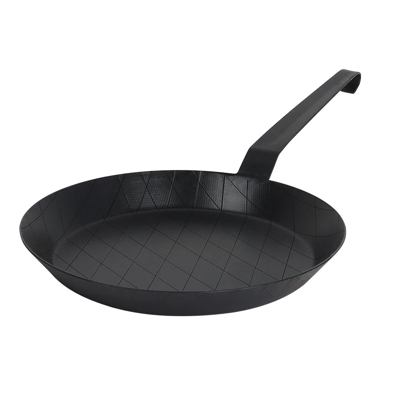Household Kitchen Carbon Steel Single Handle Frying Pan for Omelette Pancake Steak