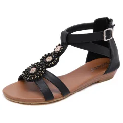 White Leather Women Sandals Rome Style Summer Woman Gladiator Sandals With Zip Female Flat Sandals Lady Beach Sandalia