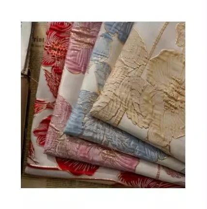 Vintage Gold Silk Jacquard Fabric with Large Flower Embossed Texture Yarn-Dyed for Spring Dresses Mixed Fabric