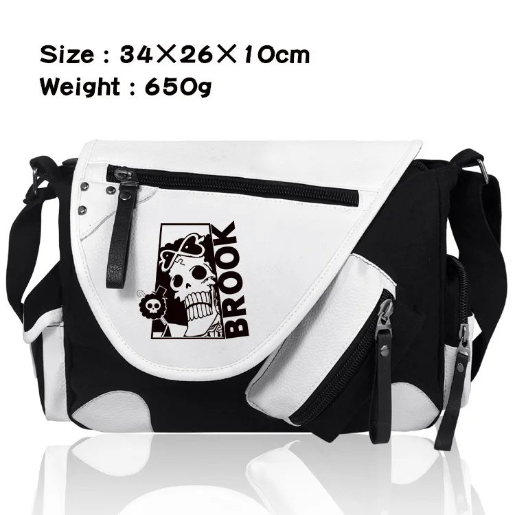 13 Designs Luffy Sanji Chopper Zoro PU Canvas Shoulderbag Cartoon Anime White and Black Backpack