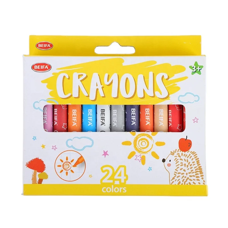 BEIFA DC112 Crayons 8/12/24 Colors Set Bright Less Residue Perfect Coverage Soft Comfortable Use Paraffin Wax Material Crayons