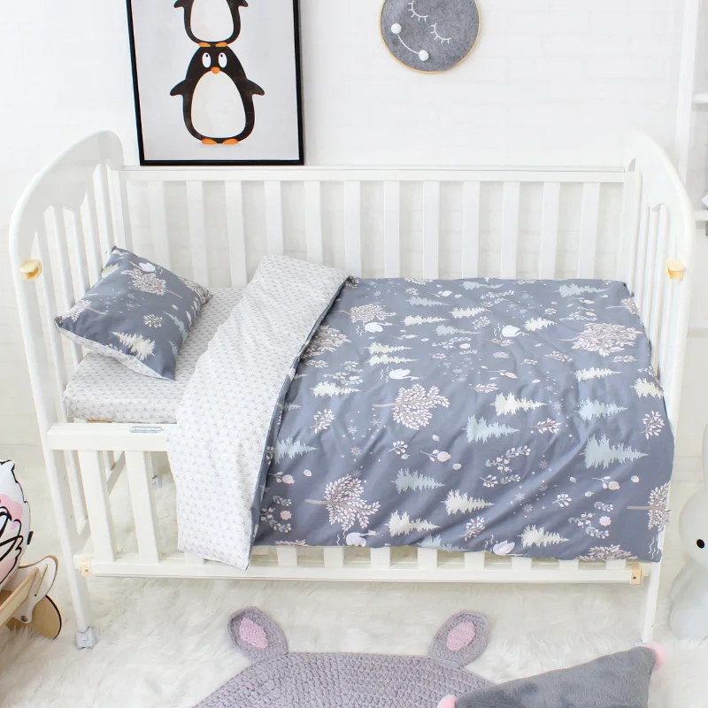 China high quality 100% cotton organic 3 pcs adult baby cot bed set crib bedding set