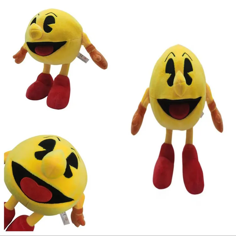 25cm Cute Plush Toy Cartoon Yellow Smiling Face Expression Pacman Stuffed Toy Doll for Kids Baby Birthday Christmas Gifts