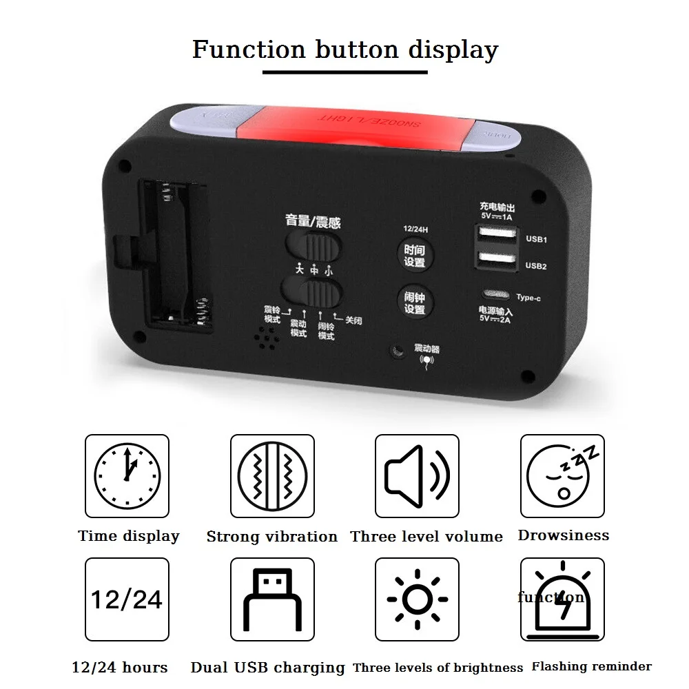 Wholesale Fashion Extra Loud Alarm Clock Bed Shaker Black Deaf Alarm Clock Reloj Despertador Digital