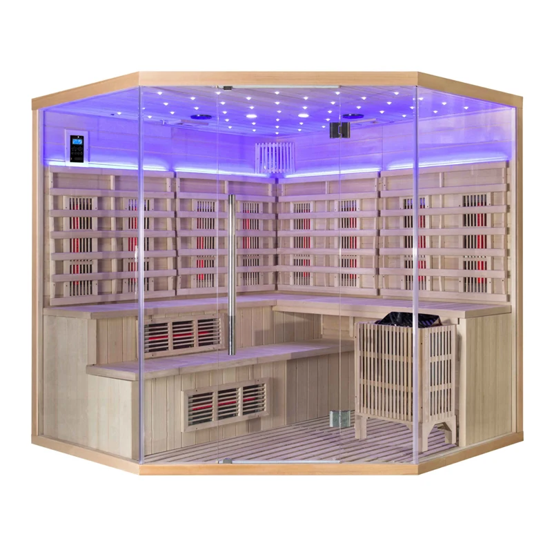 Luxury Corner Design Indoor Wooden Traditional Finland Steam Sauna Room for 5-6 People