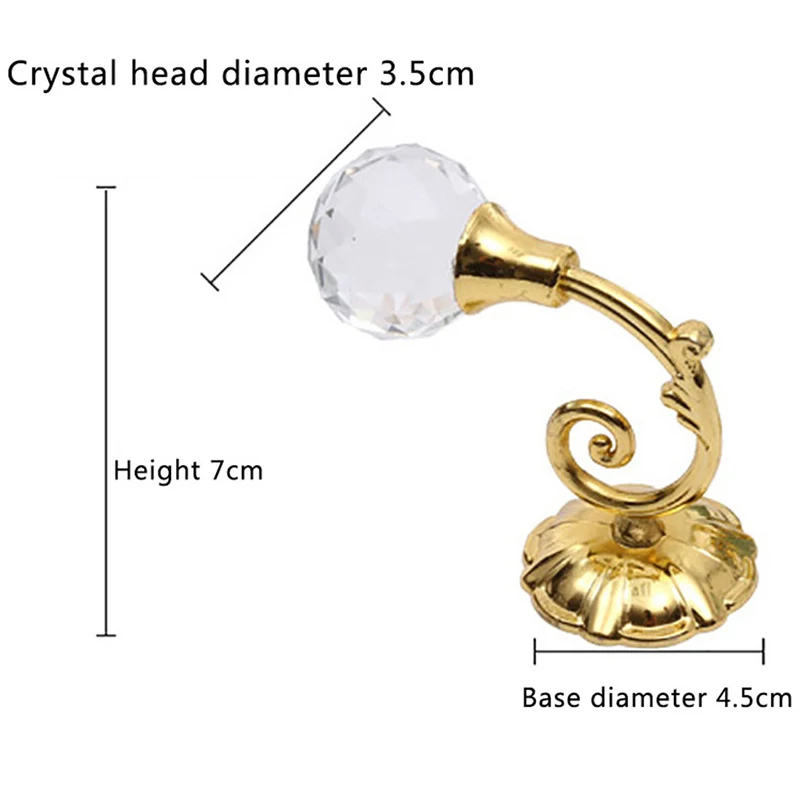 
2 pcs. Large metal crystal glass curtain hook rear wall hanger curtain rod accessories 