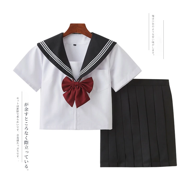 New Custom Women Sailor Suits Girls Embroidered Logo Autumn JK School Uniform Sets