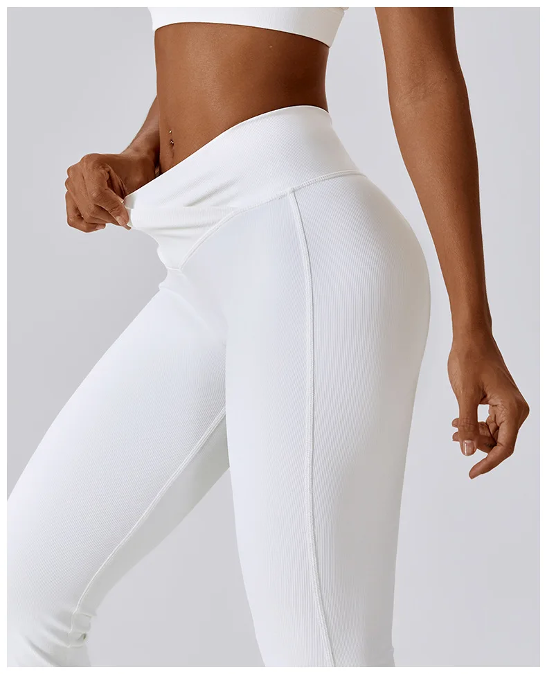 Cross High Waist Yoga Flared Pants Ladies Dance Sports Wide Leg Pants Casual Hip Lifting Fitness Micro Pants