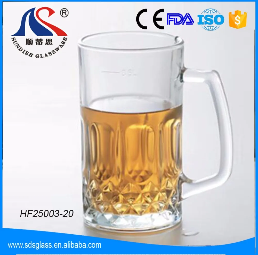 Strong bottom Tall  Large draft  Beer Mugs Glass widen  mouth Cappuccino  Coffee  Tea Cups With Handle