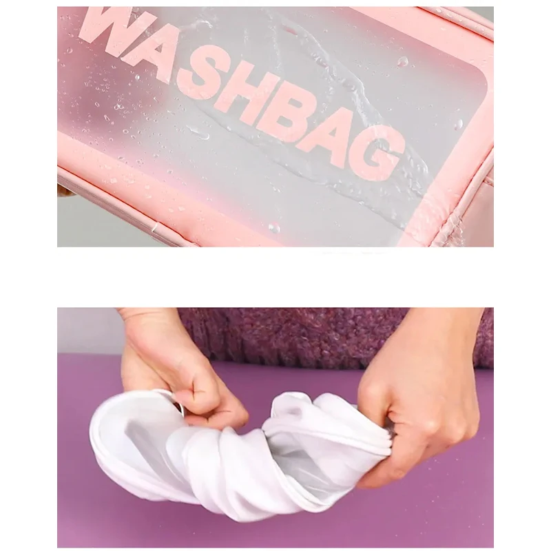 Hot Sale Clear Pvc Makeup Bag Large Tpu Toiletries Cosmetic Bag Make Up Pouch Transparent Washing Bags for Travel Organizer