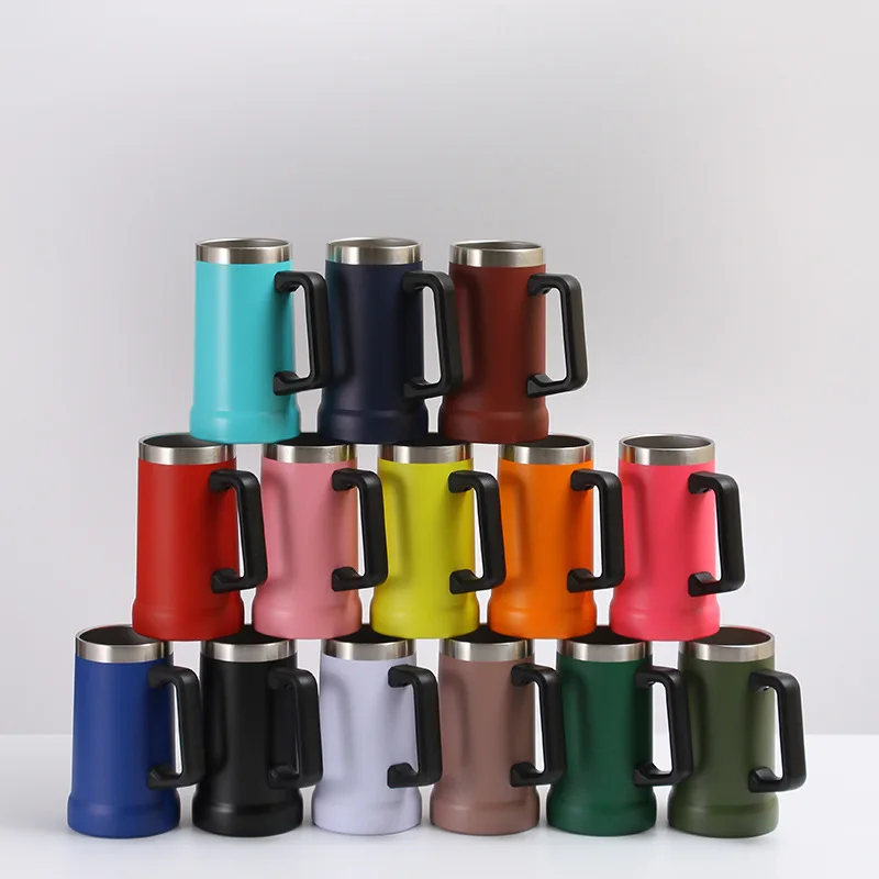 Wholesale Big Grip Aluminum Tumbler 24oz Stainless Steel Beer Tumbler Cup with Handle