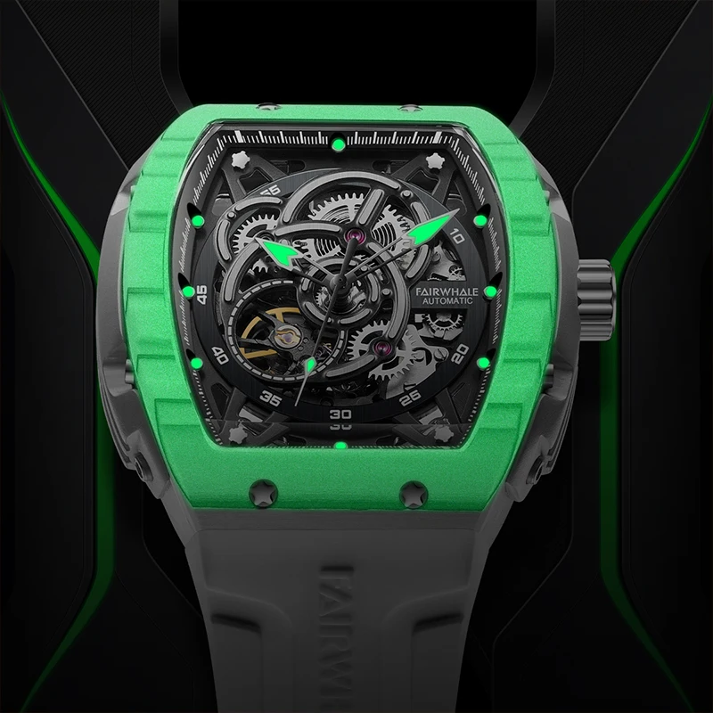 Custom Logo FashioSports Men Watch 3ATM Waterproof Carbon fiber watch case Automatic Mechanical Watch