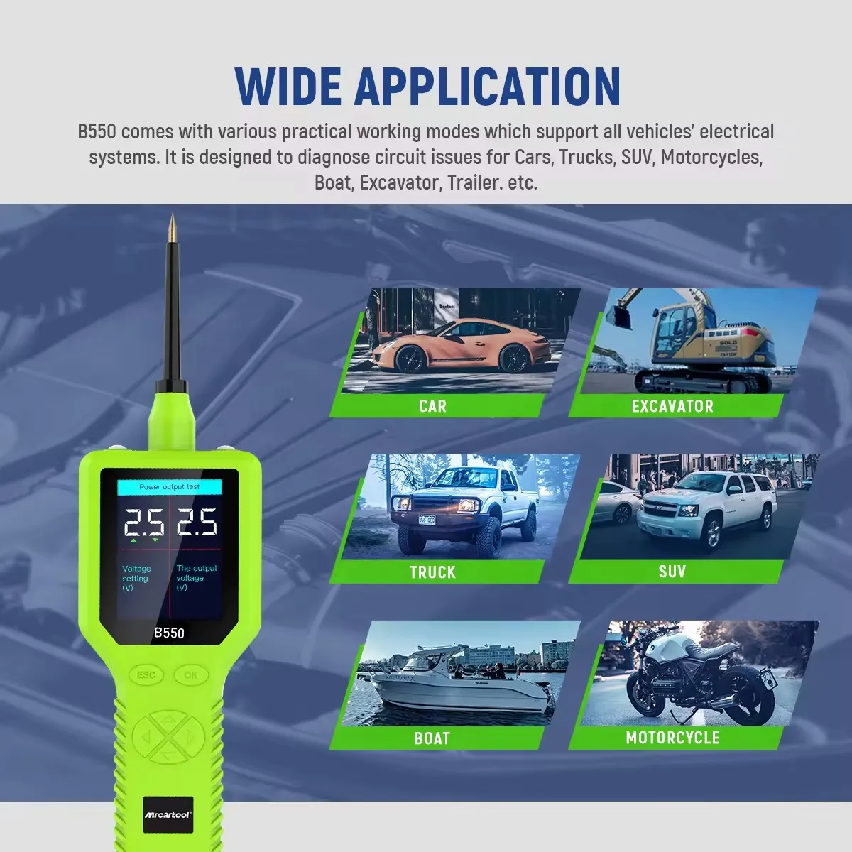 Mrcartool Automotive Circuit Tester Smart Circuit Tester Powerful Probe Circuit Analyzer Oscilloscope Injector Test Multimeter