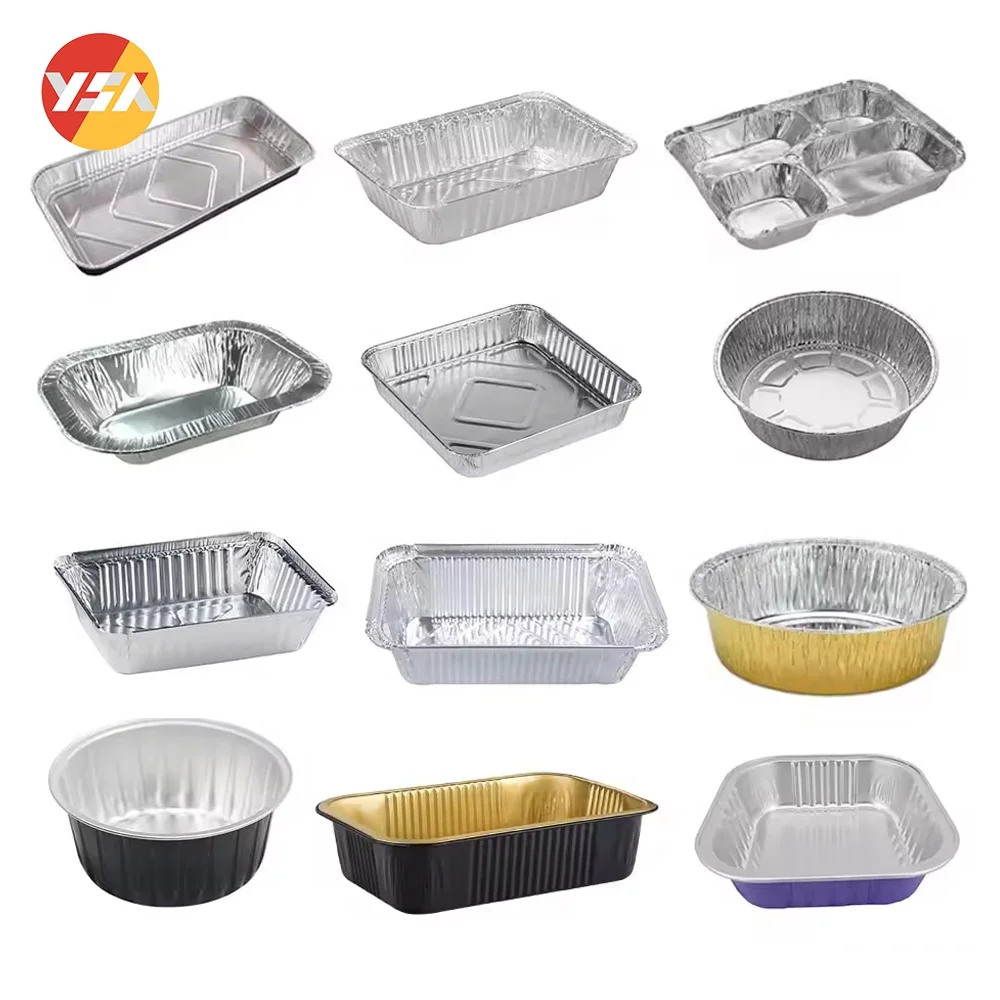 Deep Half Size Disposable Aluminum Food Baking Catering Trays with Lids Take-out Pack Aluminum Foil Container