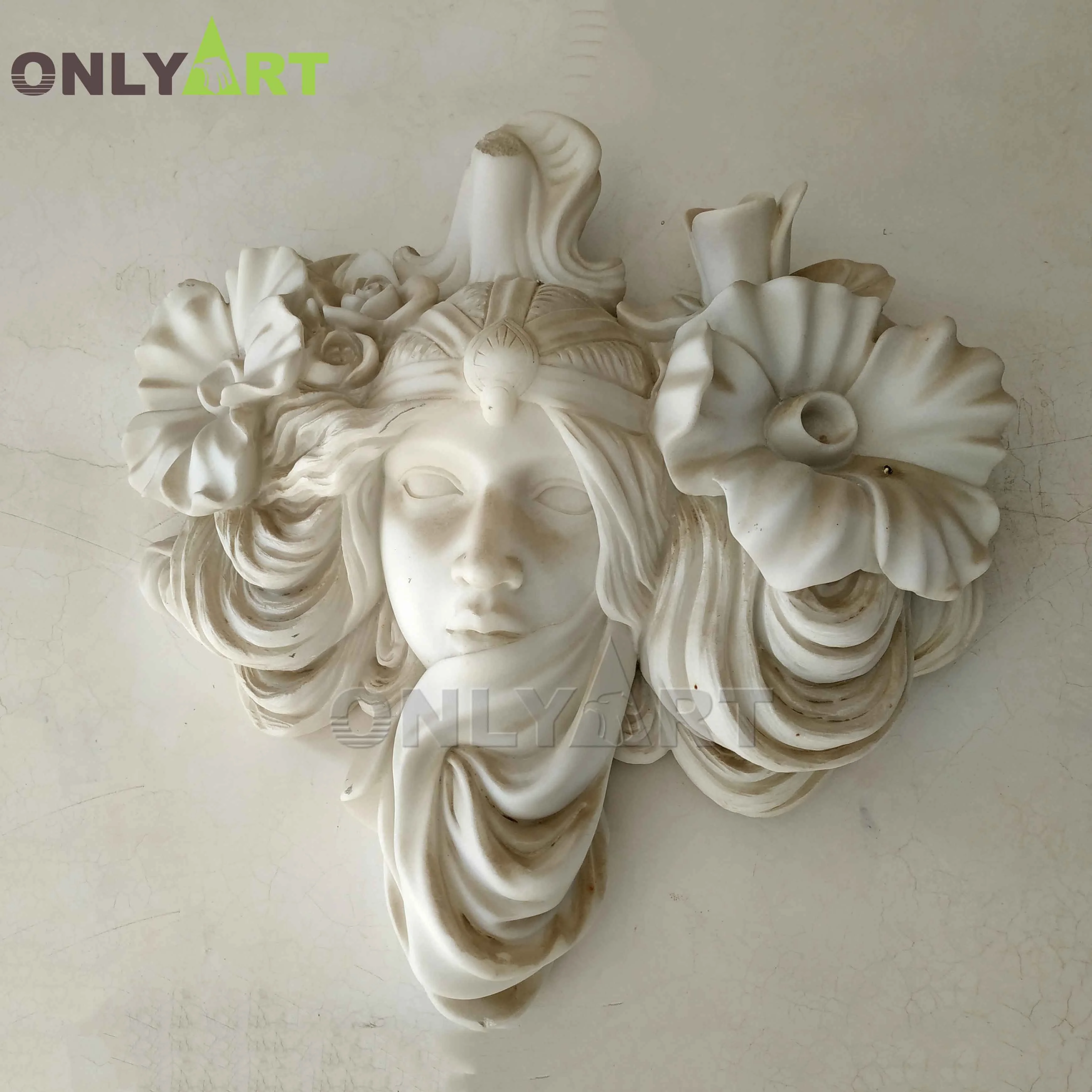 High Quality Marble Stone Sheep Woman With Cherub Relievo Reliefs