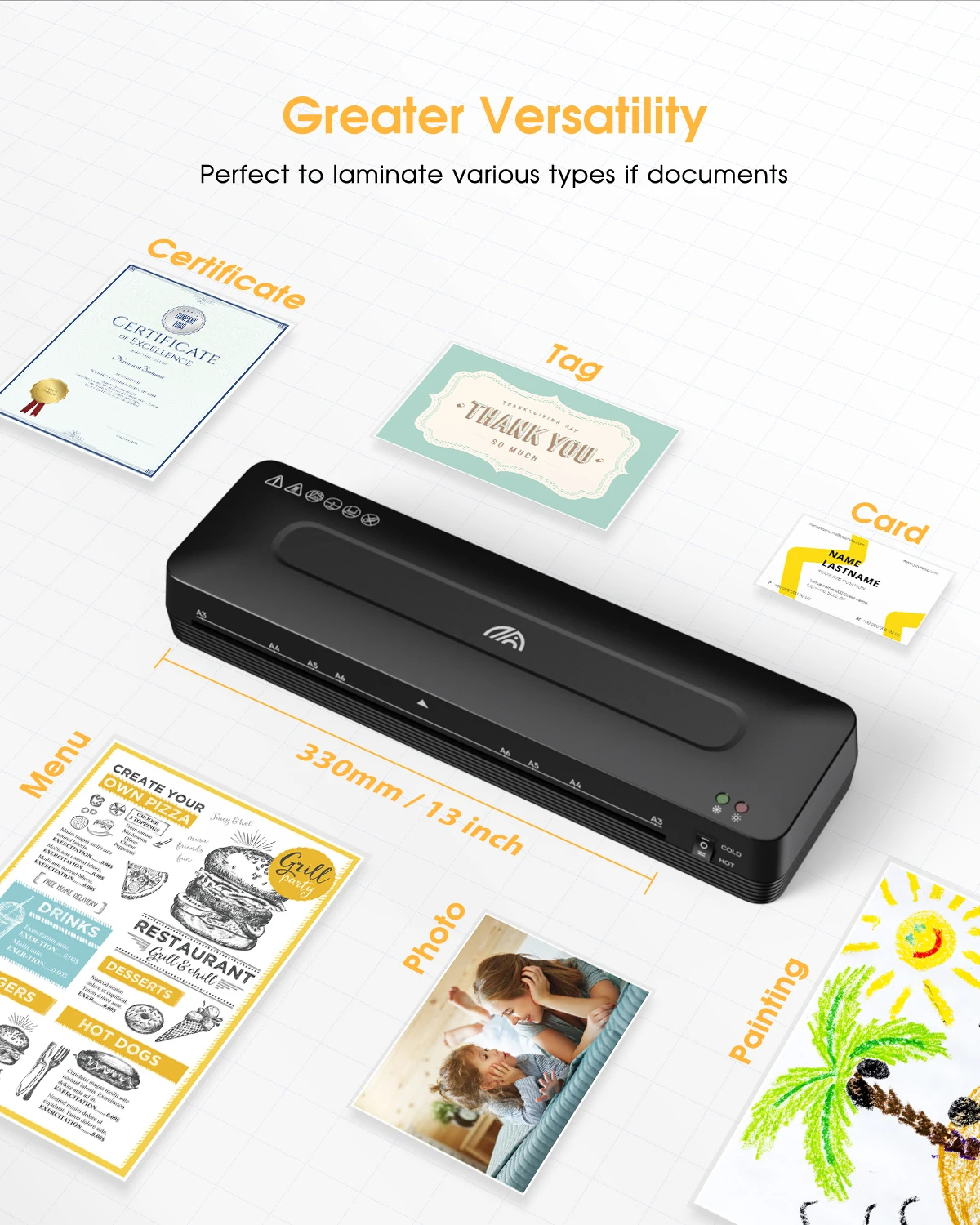 Photo PET Film Laminate Hot Press A3 Desktop FN335 Laminator Machine for School Office