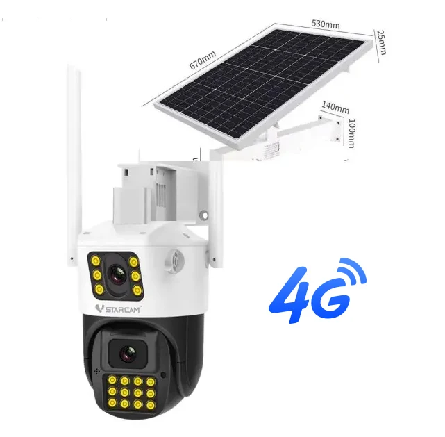 Wireless outdoor surveillance security cameras solar outdoor camera dual lens 4G solar powered camera