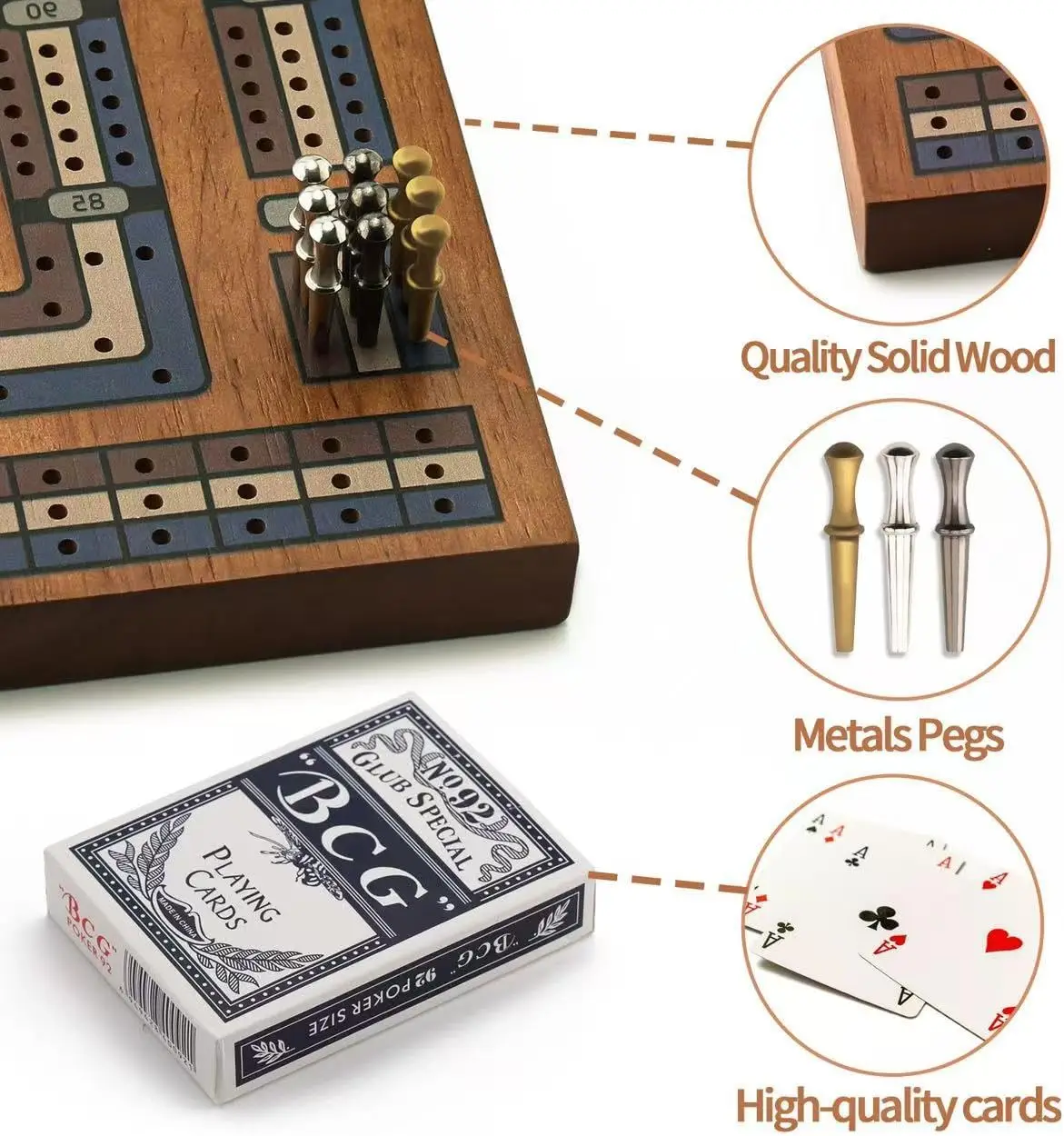 Travel Cribbage Board with Storage and Collapsible with Magnetic Lock 9 Metal Pegs Full Deck of Cards Family Board Games Adults
