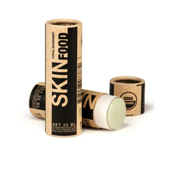 100% Recyclable 2.5oz 70g white brown kraft cardboard lip balm deodorant stick packaging push up tubes
