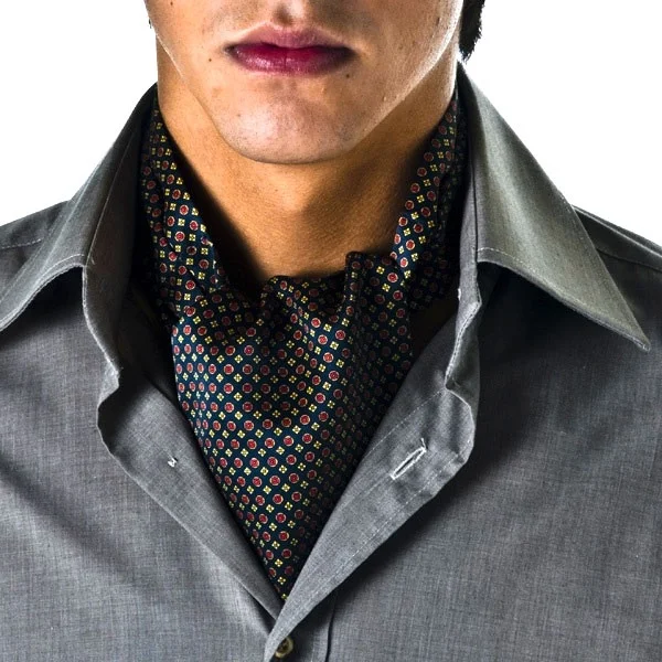 Black white colour silk printing twill fabric men ascot neckwear