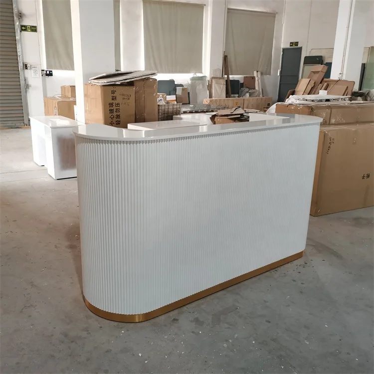 Siman Commercial Modern Barber Furniture Factory Direct Luxury White Counter Front Desk Reception Table For Beauty Nail Salon
