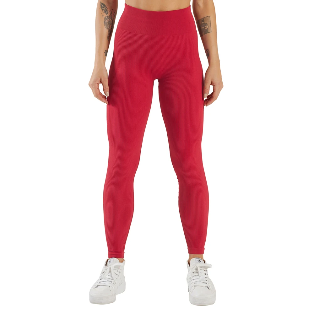 red seamless custom design buttlift youth high waist yoga pants leggings for women shining