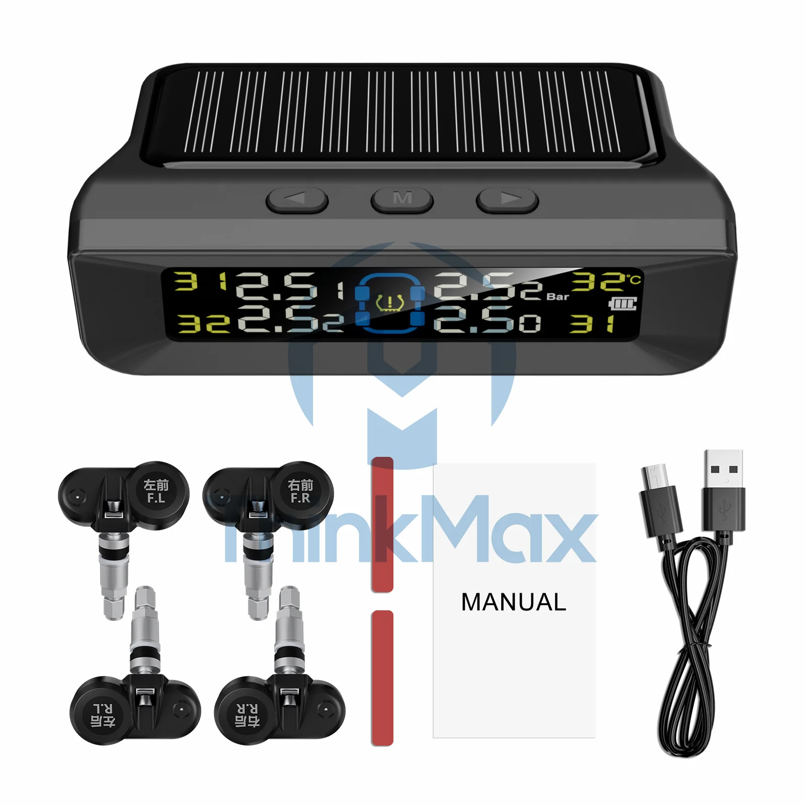 Car TPMS LCD display 8bar Solar Power Wireless Automatic accessories Tyre Tire Pressure  Alarm Monitoring System For Car TPMS