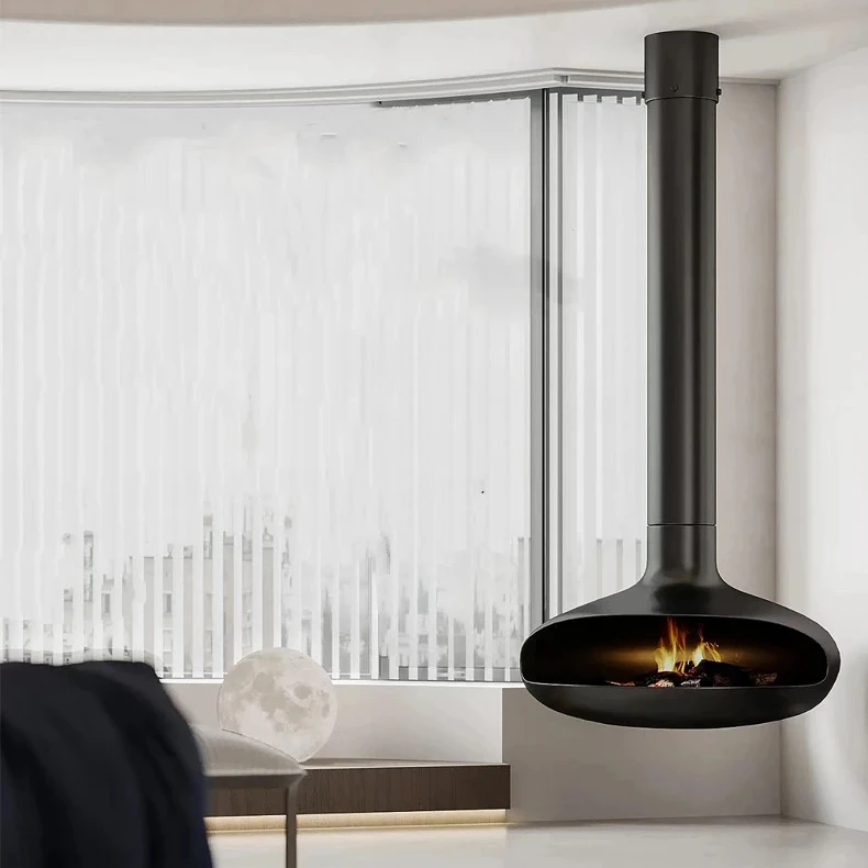 Indoor Hanging Heating Wood-burning Stove, Providing a Cozy Visual and Warming Experience for Colder Seasons Electric Lighting