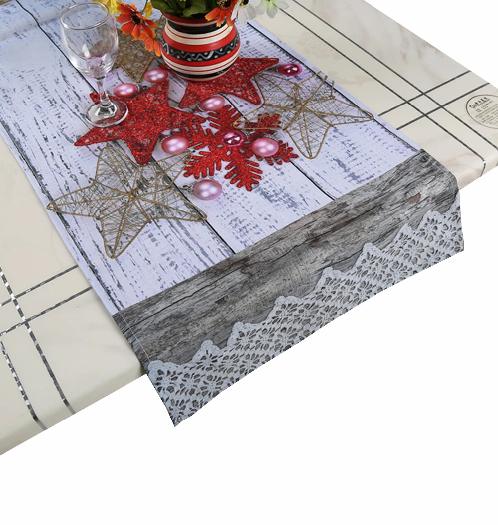 Christmas Star Design Digital Print Table Runner Made by BSCI Factory with Small MOQ
