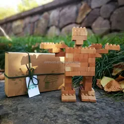 New wood DIY brick set construction toys robot safe material no paint halloween gift Christmas gift birthday gift