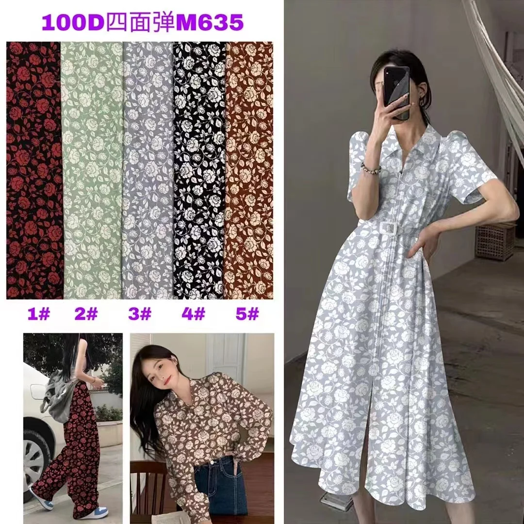 high quality woven fabric printing  4 way stretch printed polyester fabric for garments