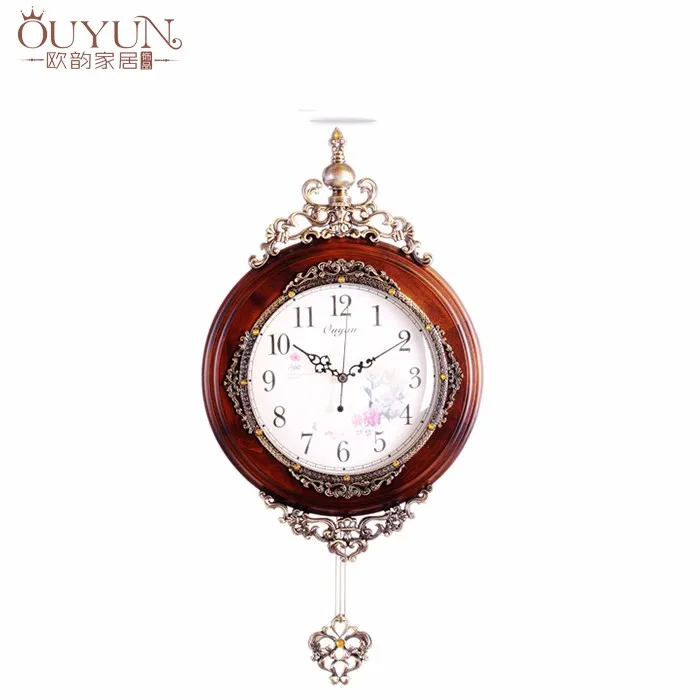 Wall Clock Wood Popular old Style Wooden Antique Decorative Corded Telephone