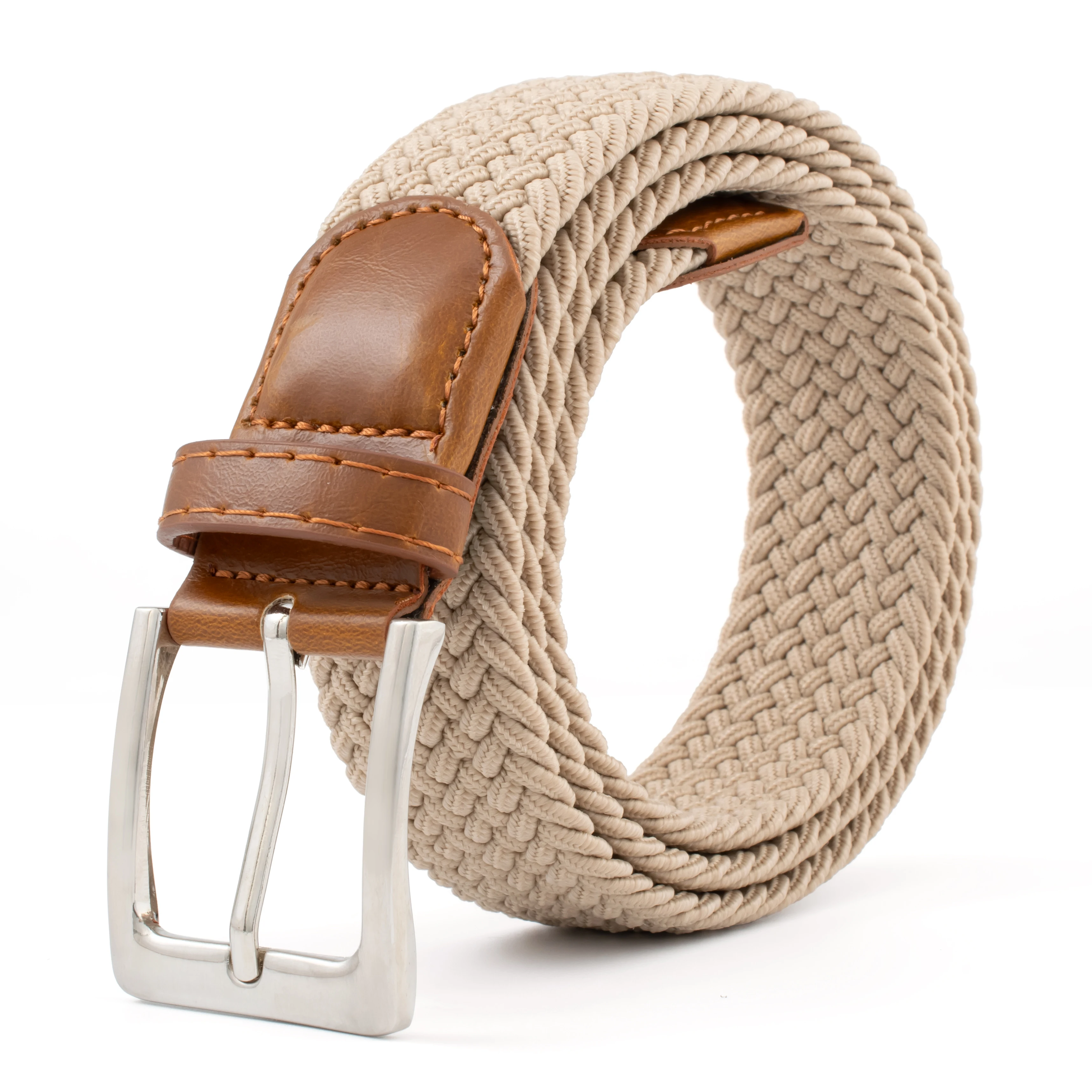 Factory Stock Pin Metal Buckle Pu Leather Stretch Elastic Webbing Strap Elastic Fabric Belt