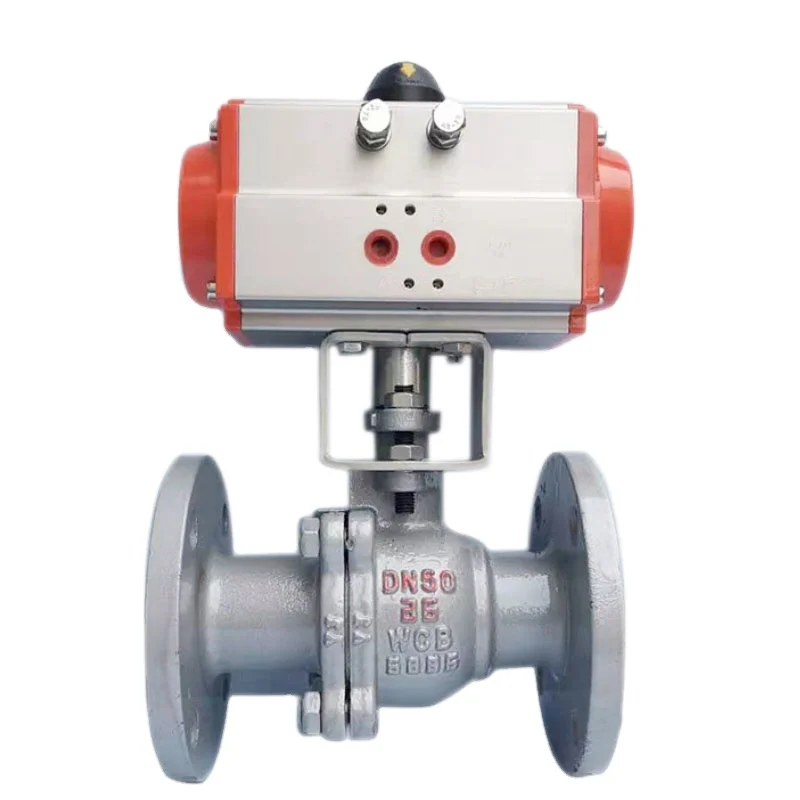 DN50 2 Inch 12V 24V Ss304 Stainless Steel Pneumatic Actuator Flange 2pcs Ball Valve with