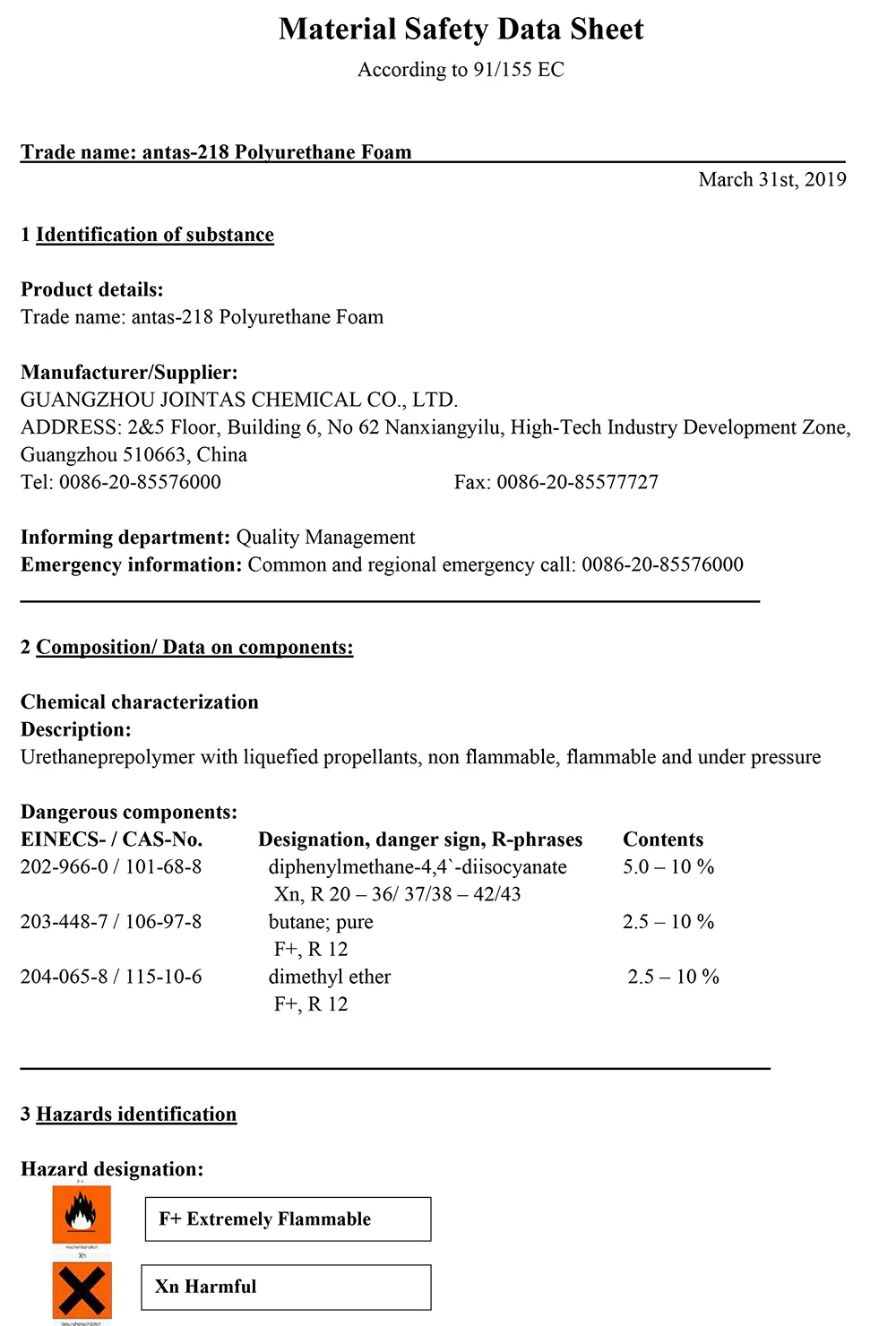 Expanding foam fireproof pu insulating foam polyurethne sealant pu foam with good adhesive spray