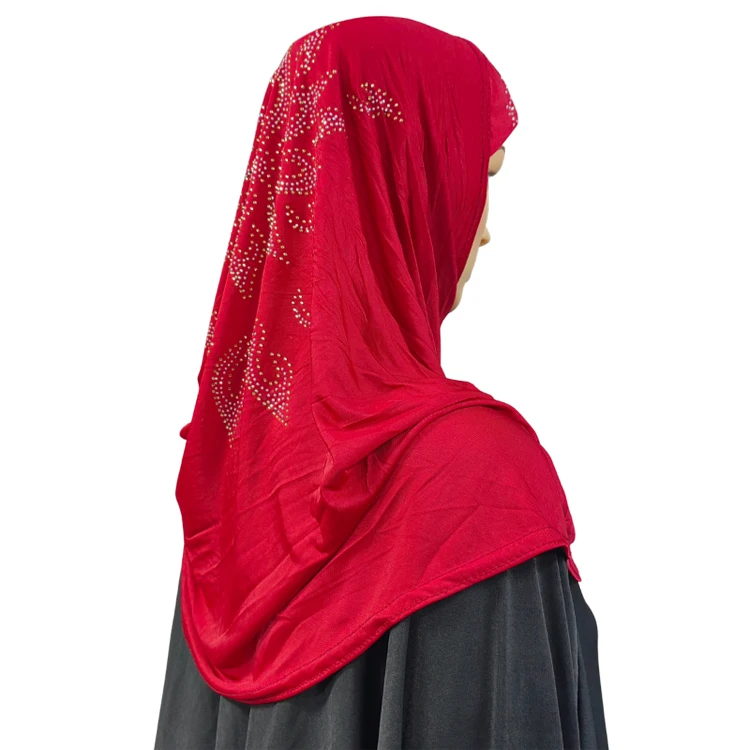 HOT Beautiful Gilr or Adult Young Woman Muslim Hijab with Stones Islamic Scarf Shawl Headscarf Hat Armia Pull on Wrap S/M/L Size