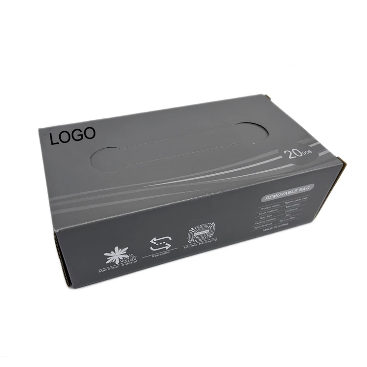 Customized Box 20*20cm Microfibre Cleaning Cloths Disposable Rags Reusable Quick-drying Drying Wipes with Dispenser Box